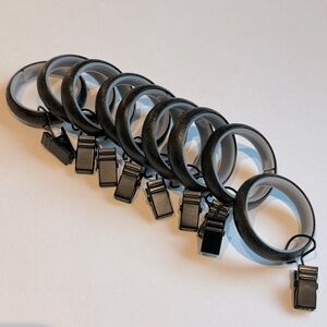 Set of 9 pottery barn quiet glide curtain rings in cast iron black